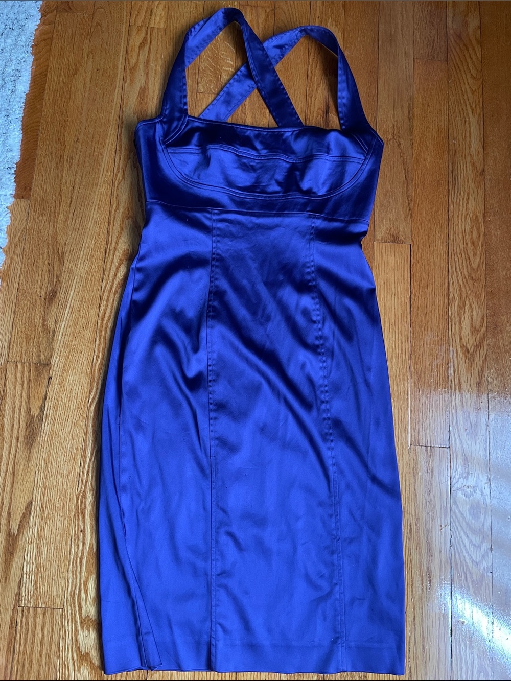 Calvin Klein purple Satin Midi Dress with Crisscross Straps